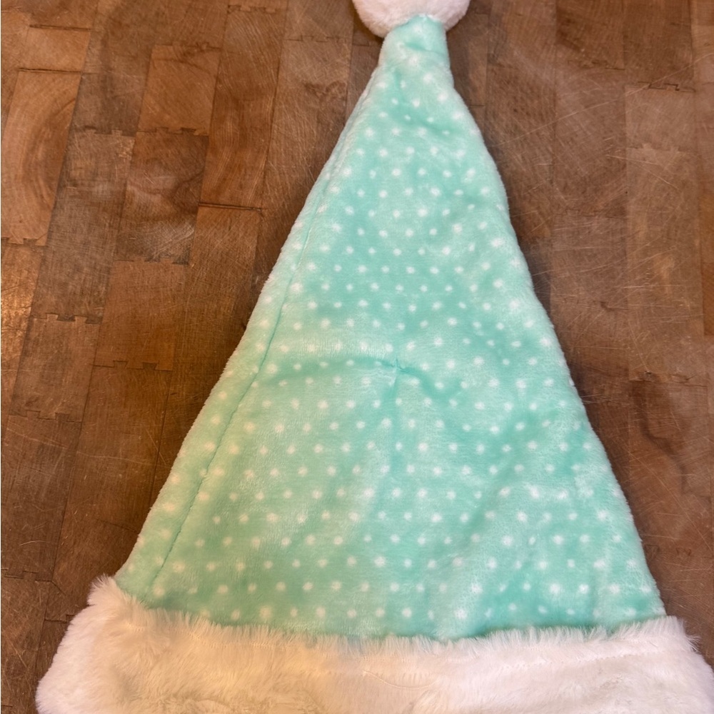 Martha on the Mantle Mint Green Christmas Santa Hat with White Trim Brand New - Picture 5 of 8